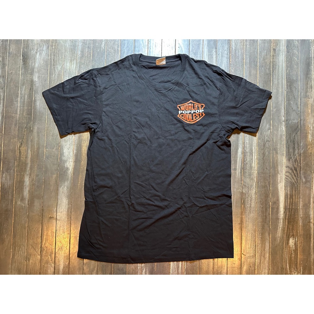 Pro West Worlds Coolest PopPop Biker Style Graphic T-Shirt Black
